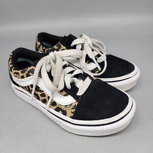 Vans Kids Sneakers Black and Leopard Print